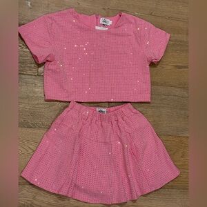 Lola + The Boys Pink Glitter Skirt Set Size 10